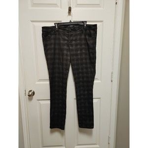Torrid Jeans Womens 18 Gray Black Plaid Casual Stretch Denim Pants Hi Rise